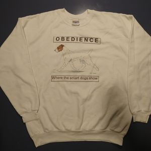 '01 vintage Jack Russell obedience crewneck L white Hanes & measurements